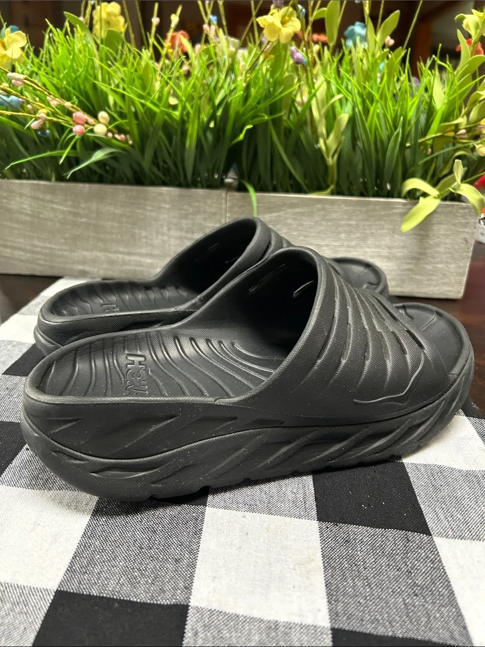 Hoka One One Black Slide Sandals